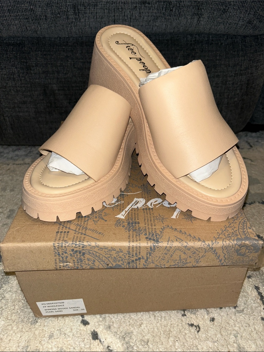 Free People Pearl Sand Chunky Platform Slides